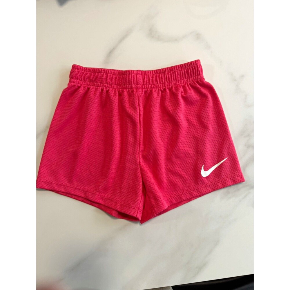 Nike Girls Pink Athletic Shorts Size 6 5-6 Years Swoosh Dri Fit Style